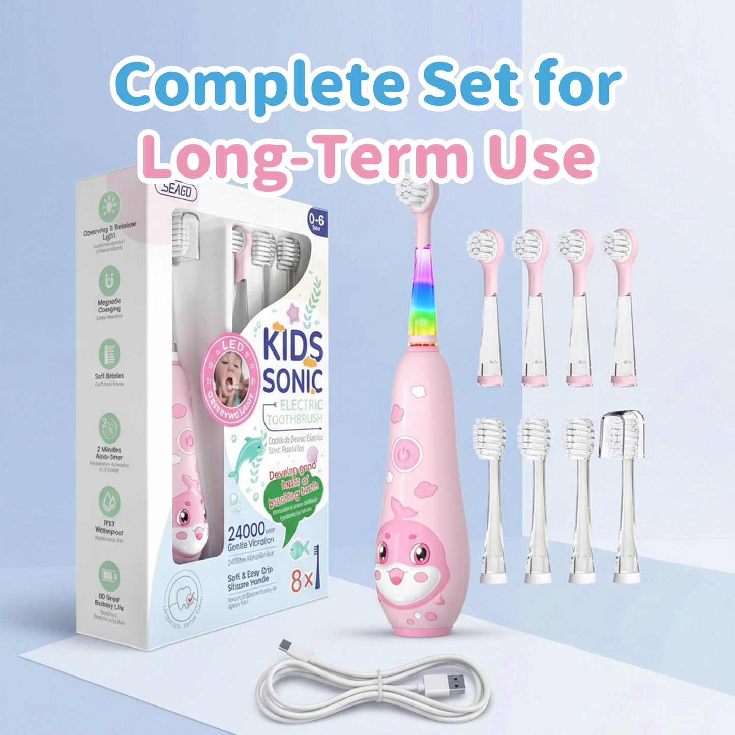 Cartoon Kids Electric Toothbrush for Ages 0–6