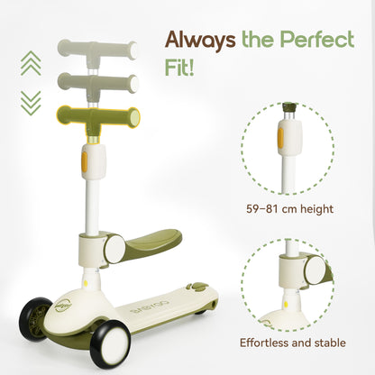 Baby Scooter with Foldable Seat | 2-in-1 Balance Bike & Kick Scooter