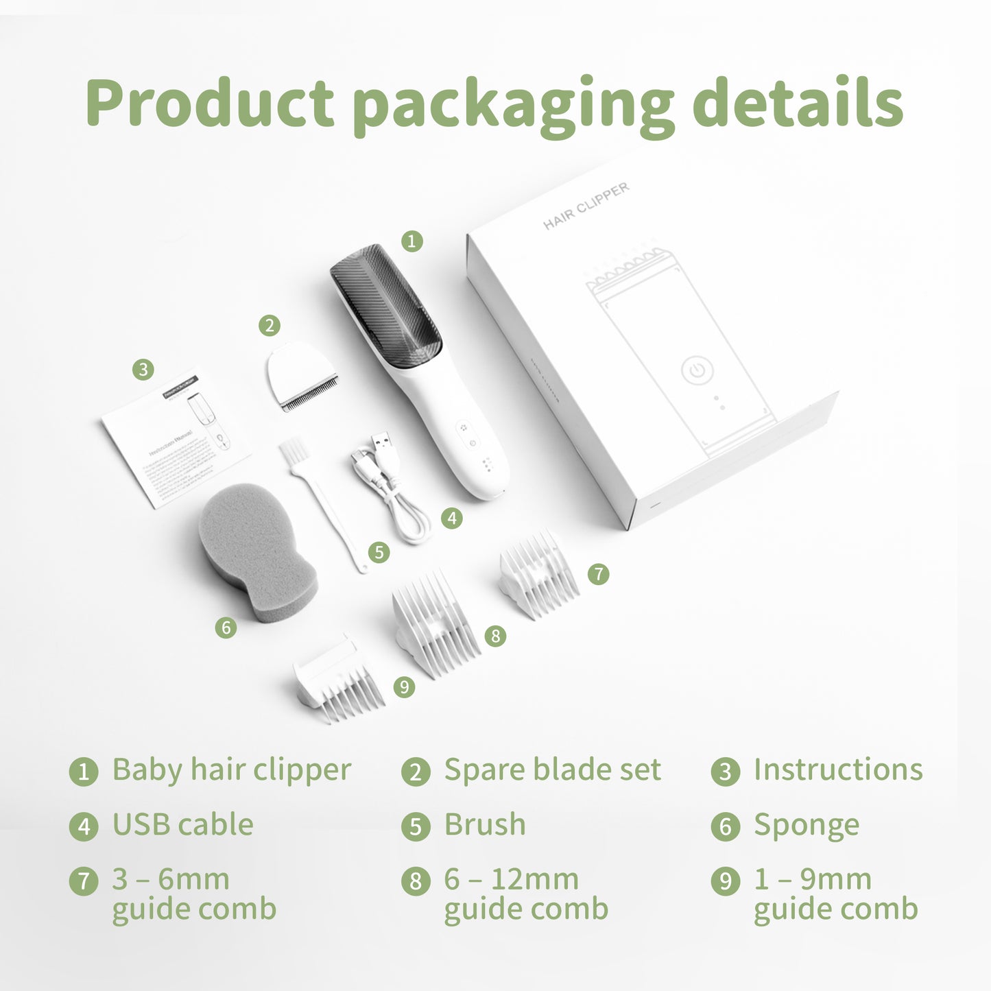 Wireless Baby Hair Clipper with Vacuum Function