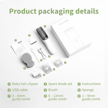 Wireless Baby Hair Clipper with Vacuum Function