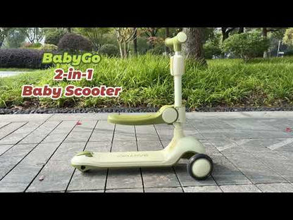 Baby Scooter with Foldable Seat | 2-in-1 Balance Bike & Kick Scooter